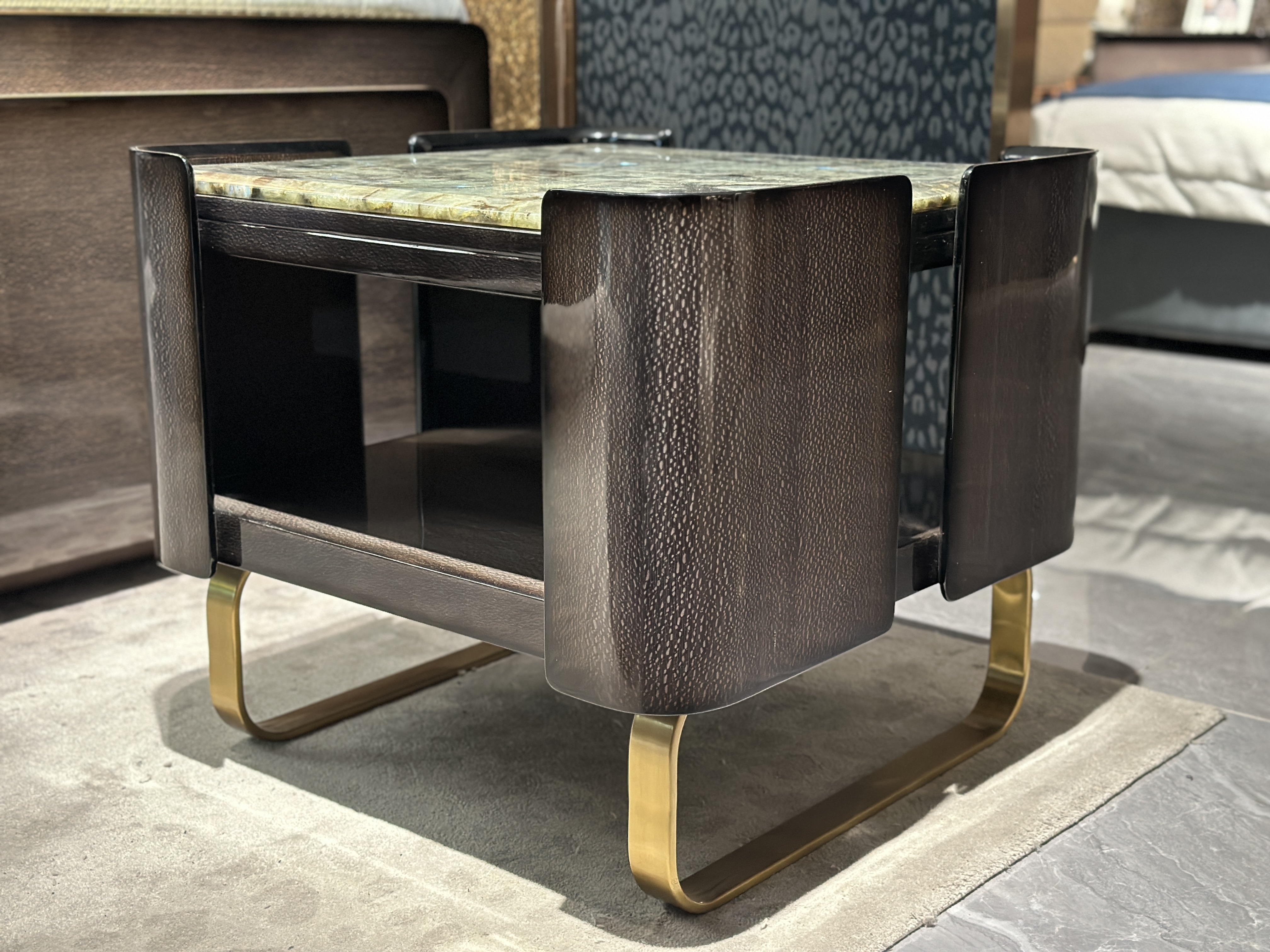 Marble Top Coffee Table with Gold Accents