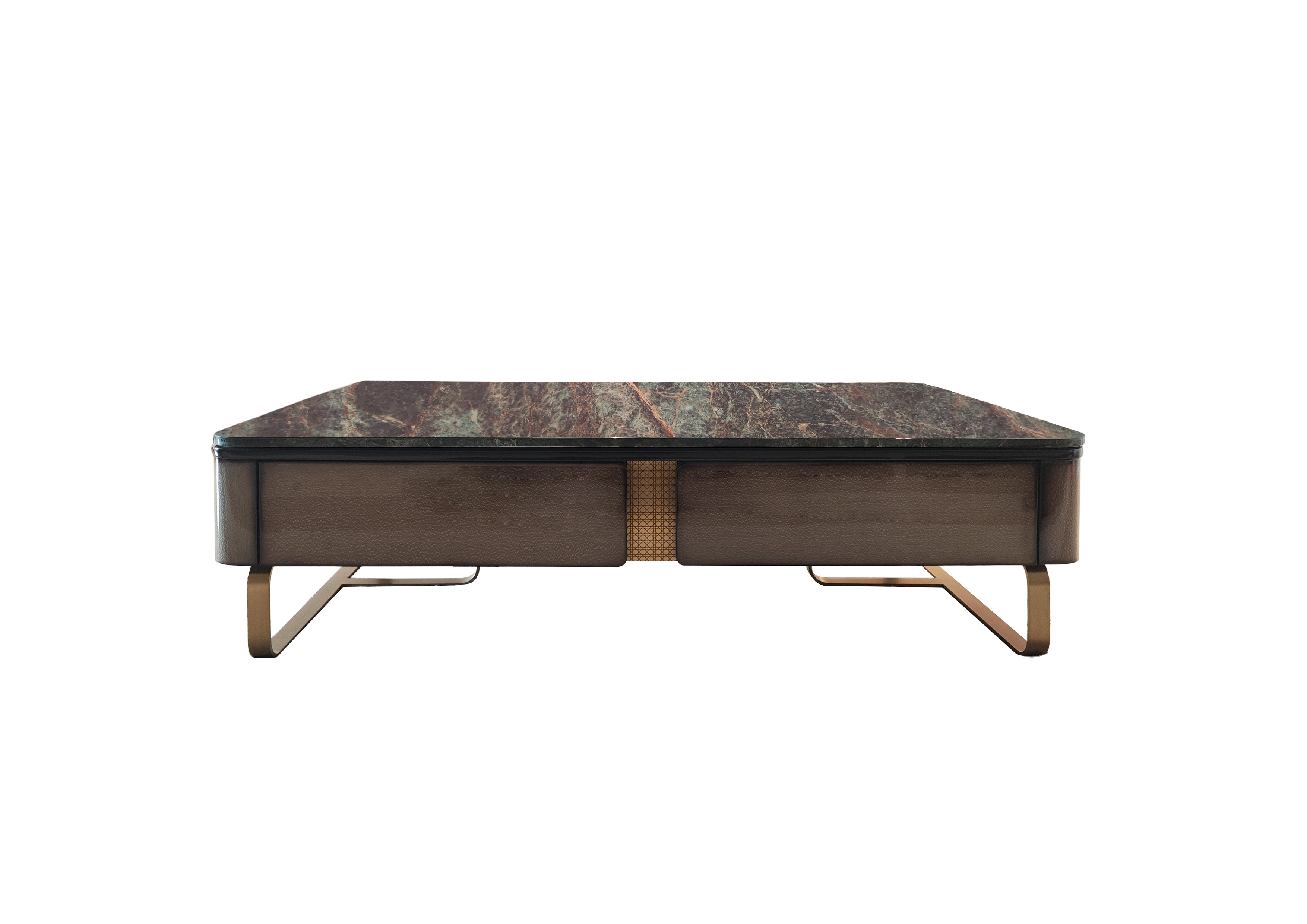Marble Top Coffee Table with Gold Accents