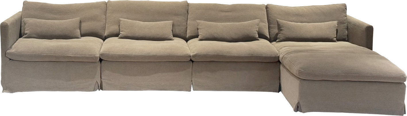 Low-profile Beige L-shaped Fabric Sectional Sofa for Light Luxury Lounge MJ-S37