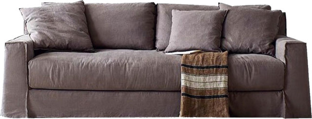 Loose Cushion Dark Grey Fabric Sofa for Designer Living Space MJ-S45