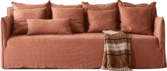 Terracotta Loose Cushion Straight Sofa for Custom Villa Project MJ-S46