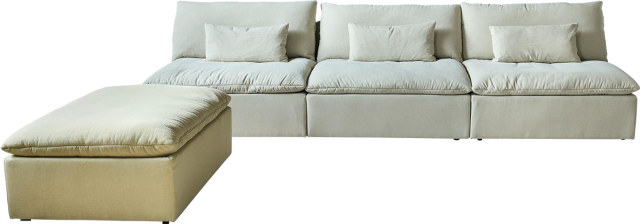 Light Tone Fabric Chaise Lounge Sectional Sofa for Wabi-sabi Home Space MJ-S38