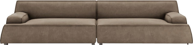 Segmented Low-profile Brown Fabric Sofa for Light Luxury Lounge MJ-S41
