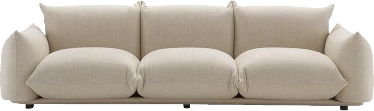 Rounded Arm Three-seater Cream Fabric Sofa for Custom Villa Project MJ-S31