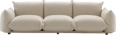 Rounded Arm Three-seater Cream Fabric Sofa for Custom Villa Project MJ-S31