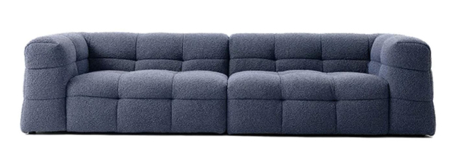 Channel Tufted Deep Blue Fabric Sofa for Modern Apartment MJ-S64