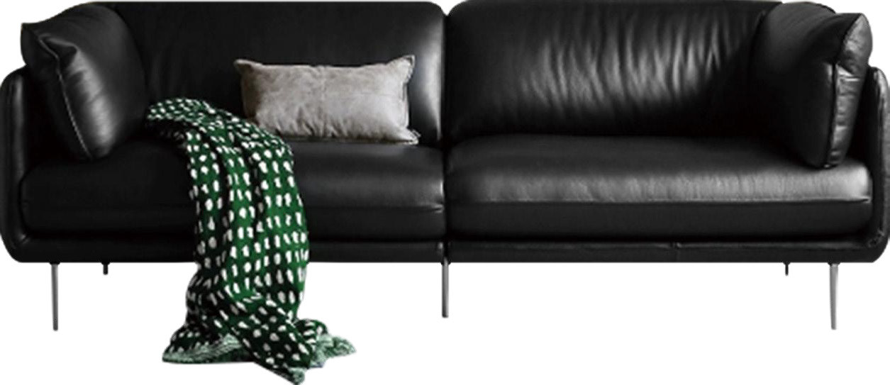 Modern Slim Black Leather Straight Sofa for Luxury Residence MJ-S28