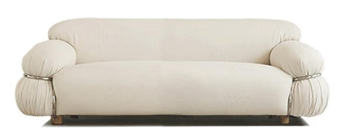 Round Arm Cream Plush Fabric Sofa for Custom Interior Space MJ-S75