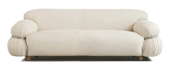 Round Arm Cream Plush Fabric Sofa for Custom Interior Space MJ-S75