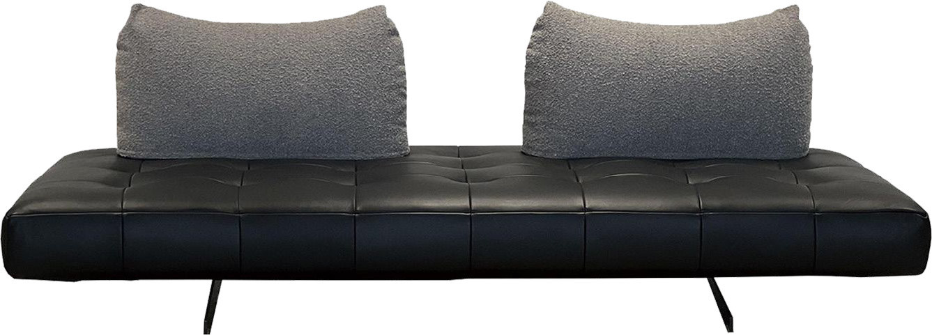 Minimalist Slim Black Leather Sofa for Light Luxury Lounge MJ-S76