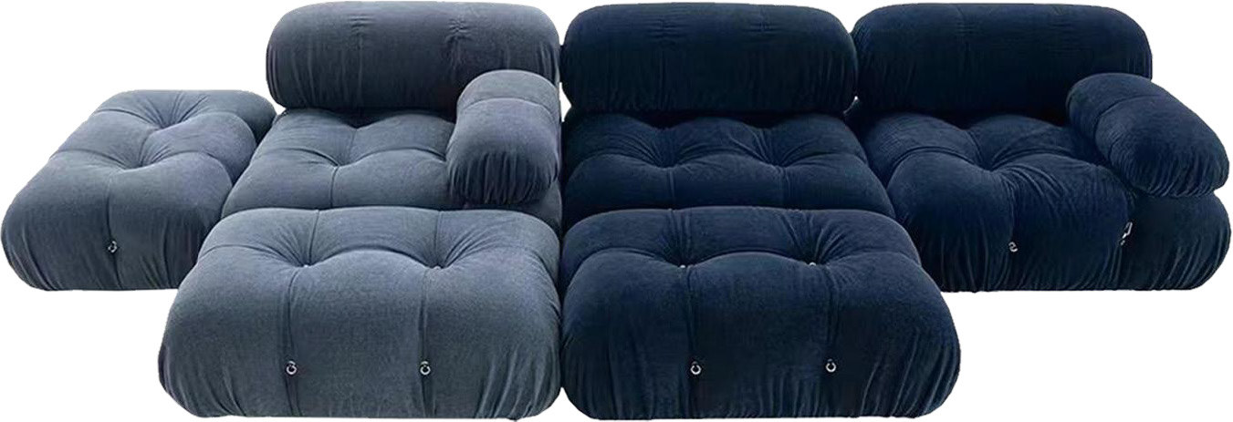 Cube Block Combination Blue Fabric Sofa for Wabi-sabi Home Space MJ-S57