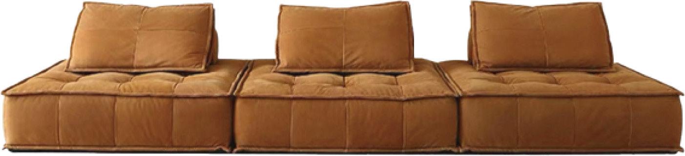 Segmented Cushion Brown Leather Sofa for Modern Interior MJ-S56