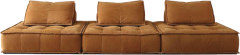 Segmented Cushion Brown Leather Sofa for Modern Interior MJ-S56