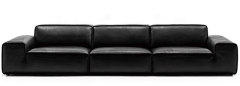 Sleek Black Full Leather Straight Sofa for Villa Living Room MJ-S77