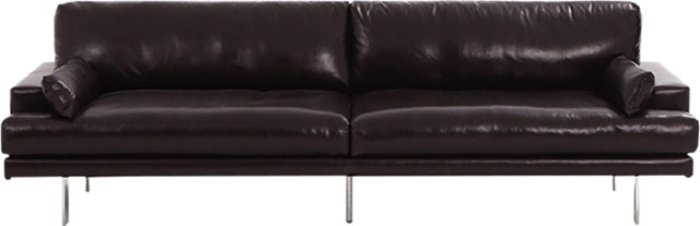 Minimal Dark Genuine Leather Sofa for Designer Living Space MJ-S29