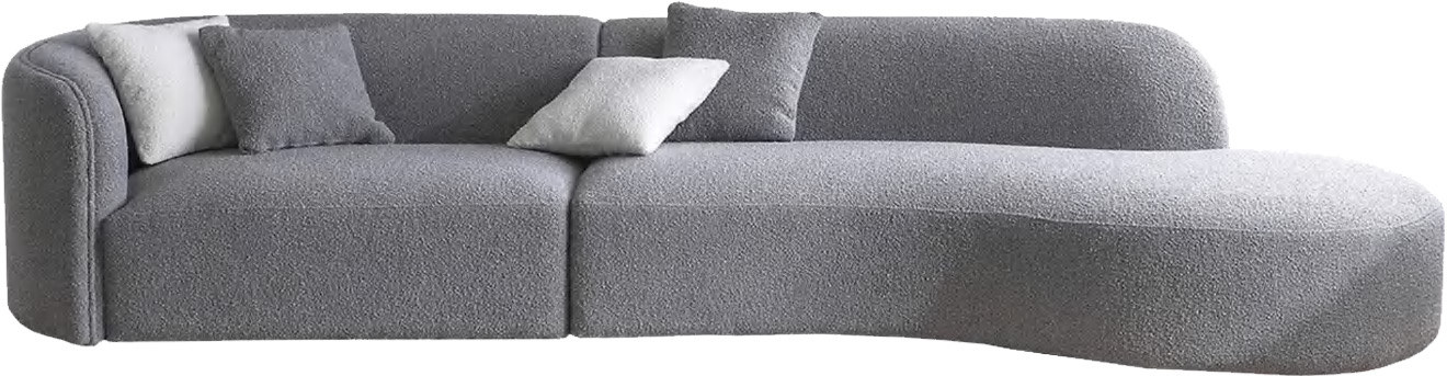 Irregular Curved Grey Fabric Sofa for Villa Lounge Space MJ-S69