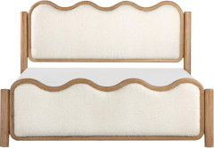 Wavy Solid Wood Frame Upholstered Bed for Wabi-sabi Bedroom MJ-C05
