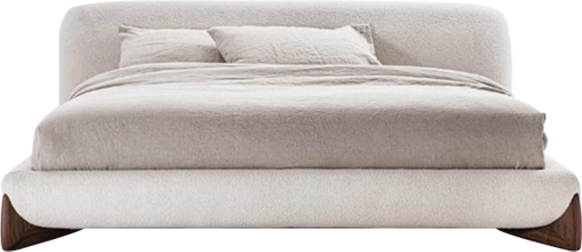 Light Tone Curved Wraparound Fabric Bed for Luxury Residence MJ-C04