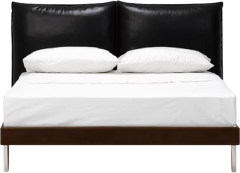 Dual Pillow-shaped Leather Headboard Bed for Custom Villa Project MJ-C09