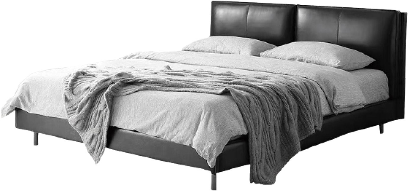 Split Black Leather Upholstered Bed for Luxury Residence MJ-C17