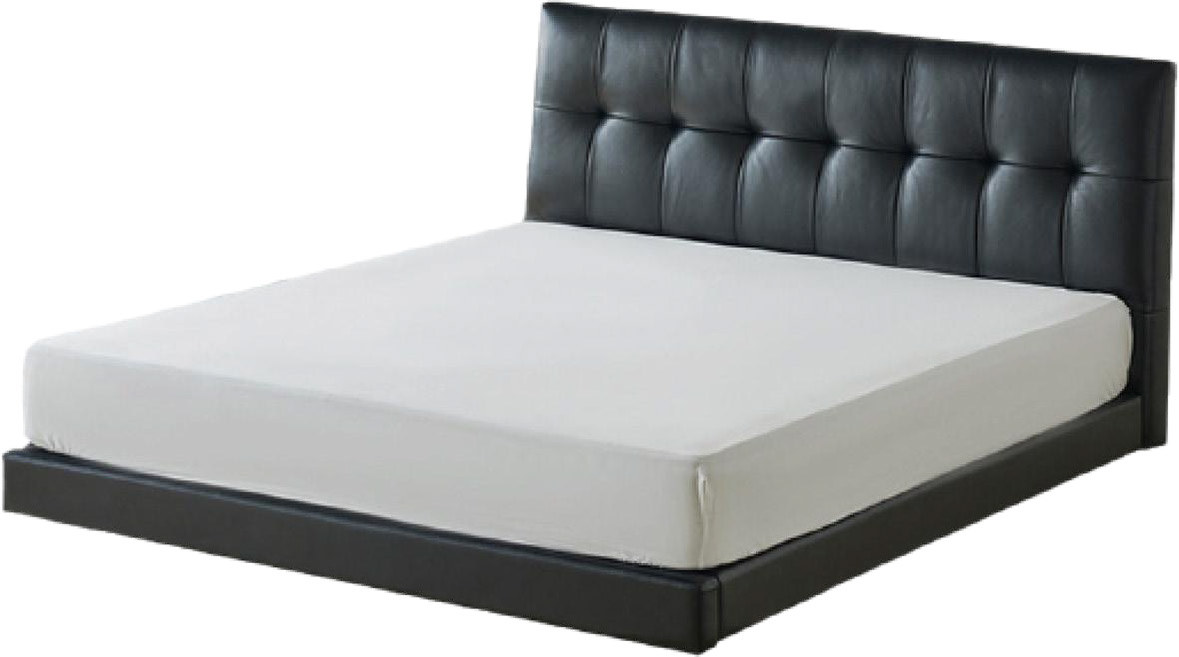 Grid Tufted Black Leather Platform Bed for Modern Apartment MJ-C11