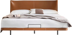 Vintage Solid Wood & Leather Combined Bed for Light Luxury Bedroom MJ-C13