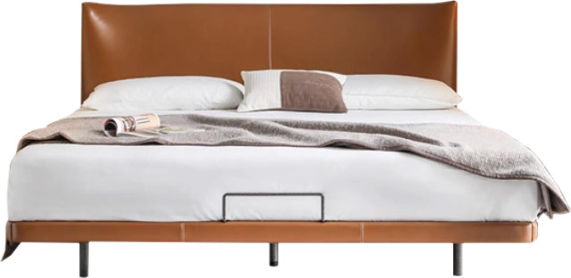 Vintage Solid Wood & Leather Combined Bed for Light Luxury Bedroom MJ-C13