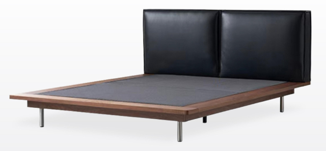 Split Black Leather Headboard Solid Wood Bed Frame for Custom Project MJ-C14