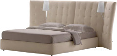 Vertical Channel Tufted Fabric Bed for High-end Villa Space MJ-C02