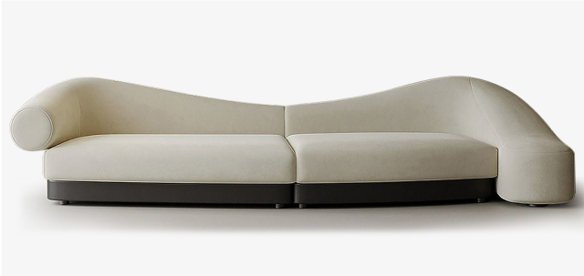 Two-tone Asymmetrical Curved Fabric Sofa for Hotel Lobby Project QY-S1764