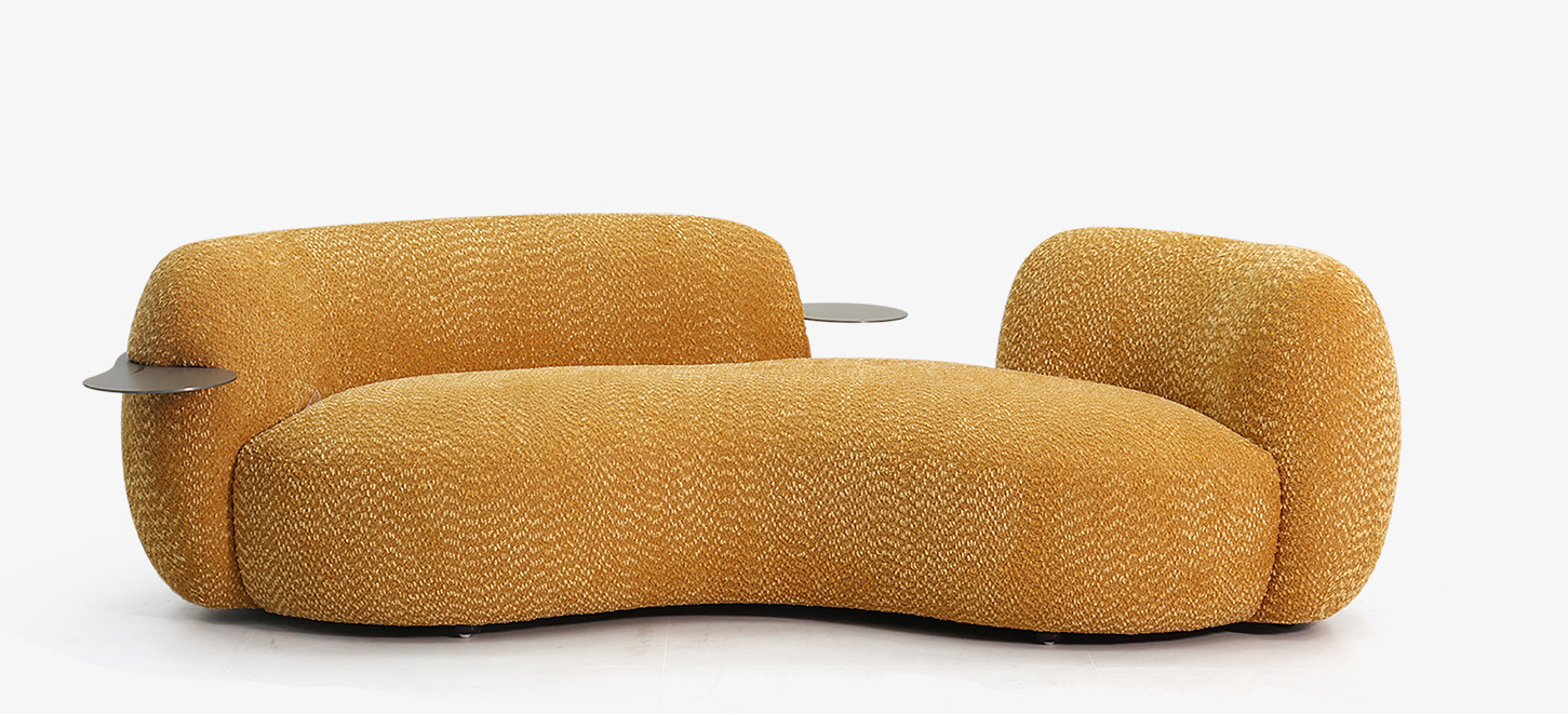 Warm Orange Organic Wavy Modular Sofa for High-end Residence QY-S1482B