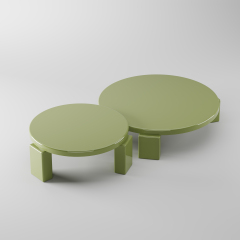 Green Solid Wood Nesting Round Coffee Table for Leisure Living Space CT-1017