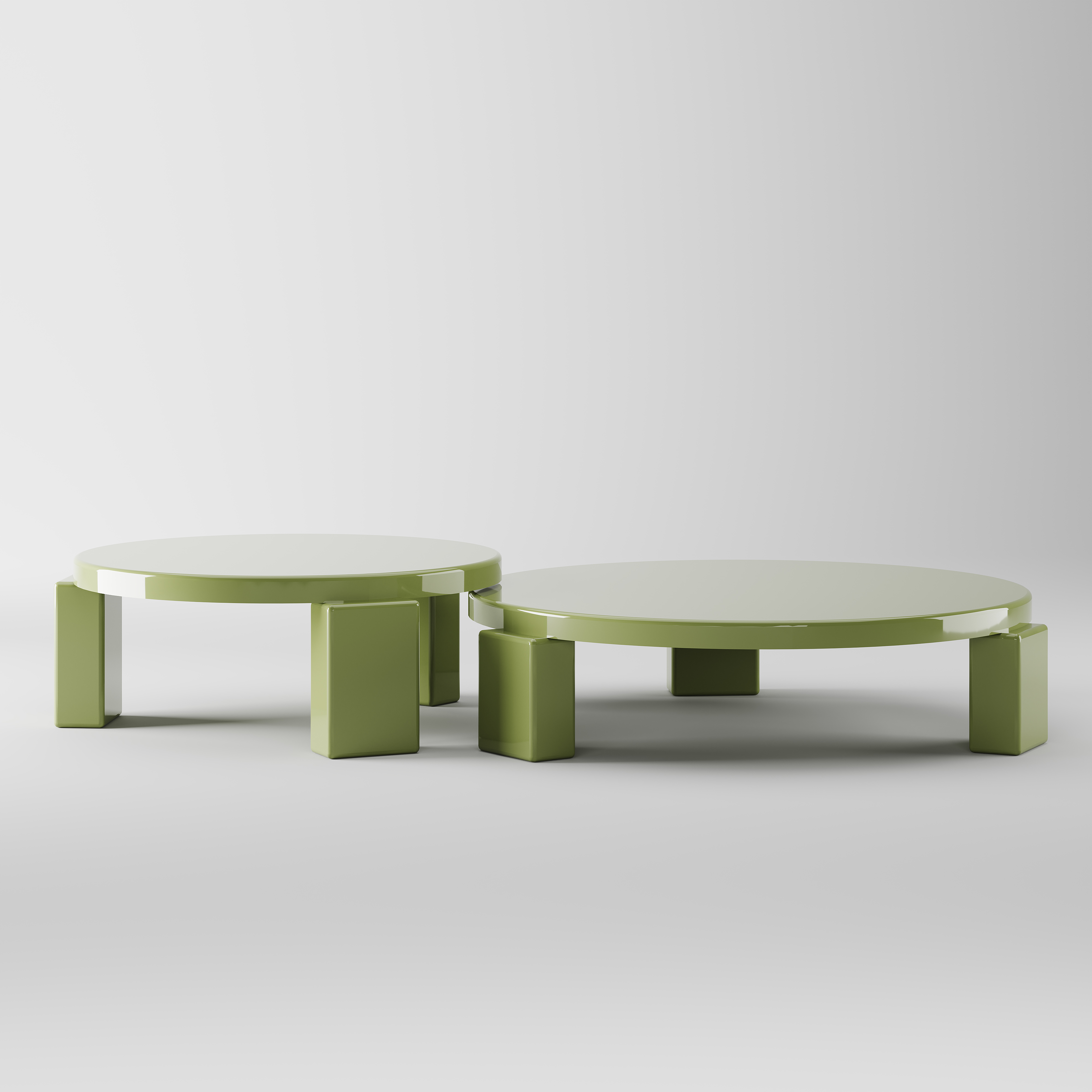 Green Solid Wood Nesting Round Coffee Table for Leisure Living Space CT-1017