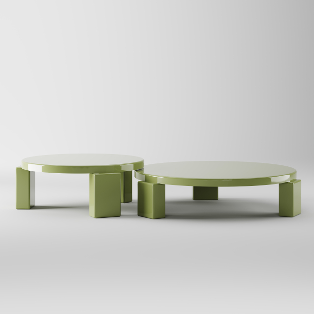 Green Solid Wood Nesting Round Coffee Table for Leisure Living Space CT-1017