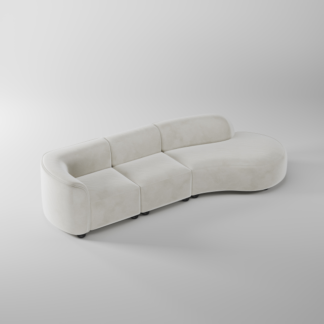 Soft Arc Fabric Sofa for Family Living Space SF-1005