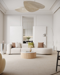 Soft Arc Fabric Sofa for Family Living Space SF-1005