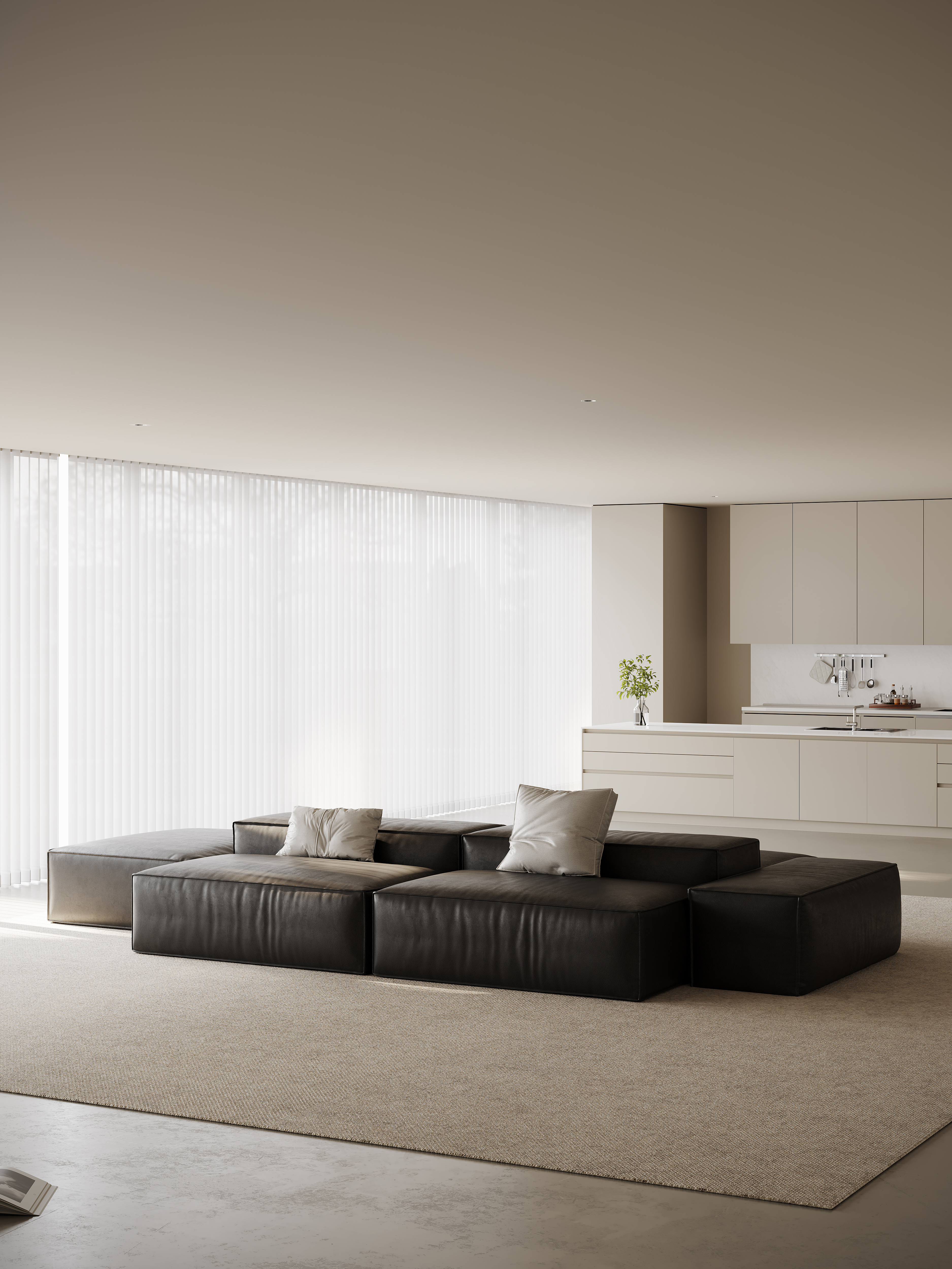 Dark Leather Modular Sectional Sofa for Commercial Lobby SF-1009