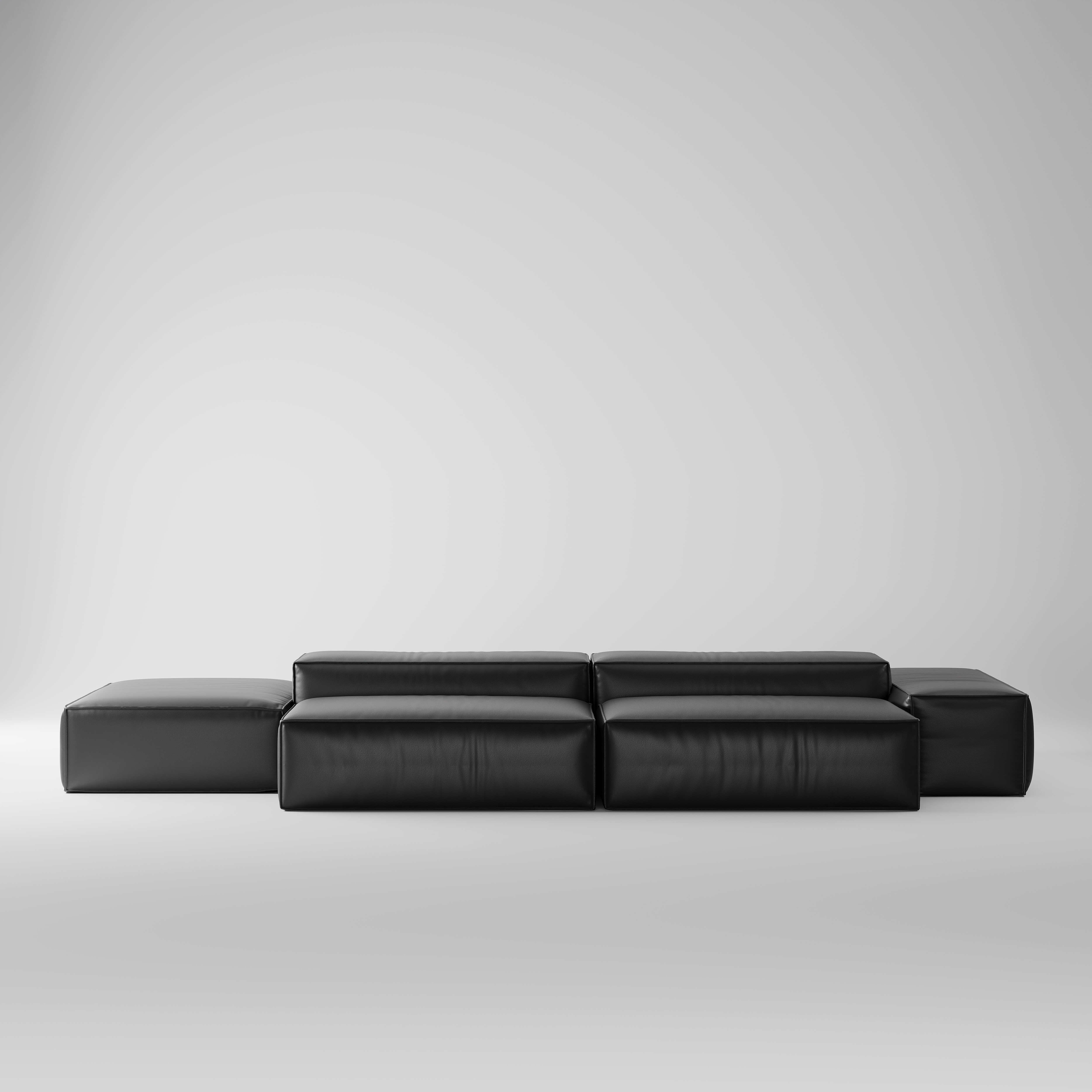 Dark Leather Modular Sectional Sofa for Commercial Lobby SF-1009