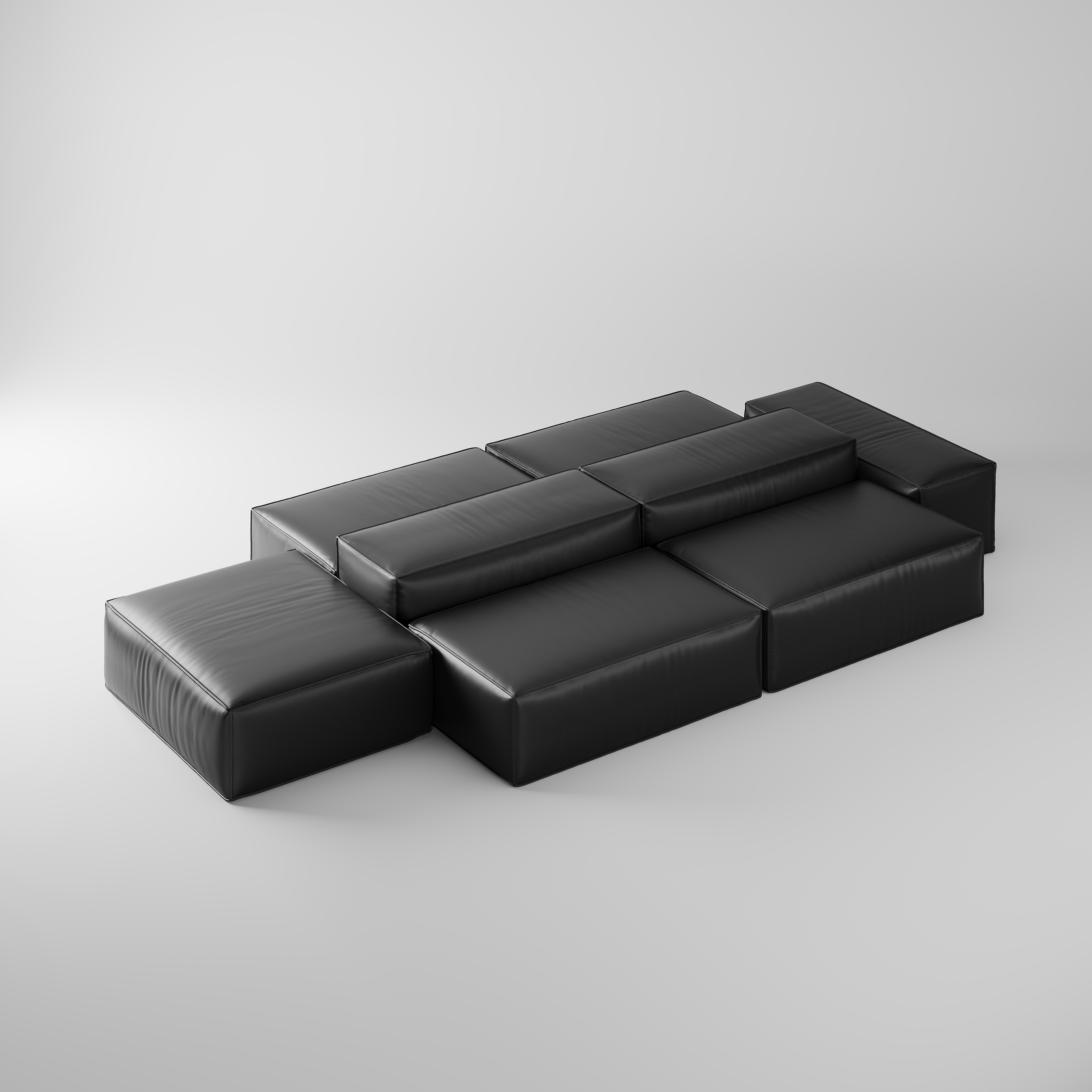 Dark Leather Modular Sectional Sofa for Commercial Lobby SF-1009