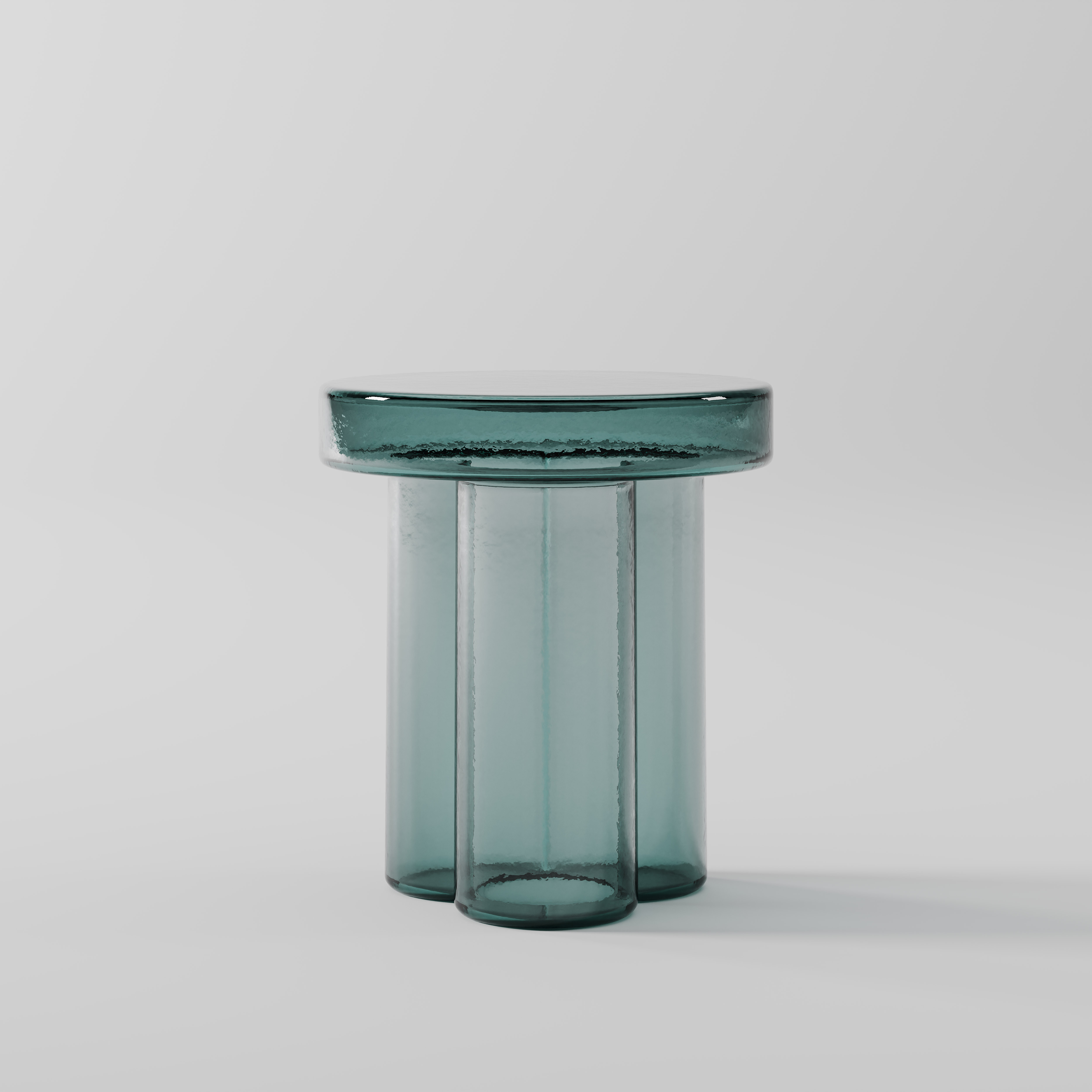 Transparent Green Glass Cylinder Side Table for Modern Apartment 1724