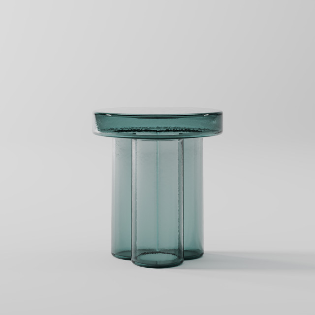 Transparent Green Glass Cylinder Side Table for Modern Apartment 1724