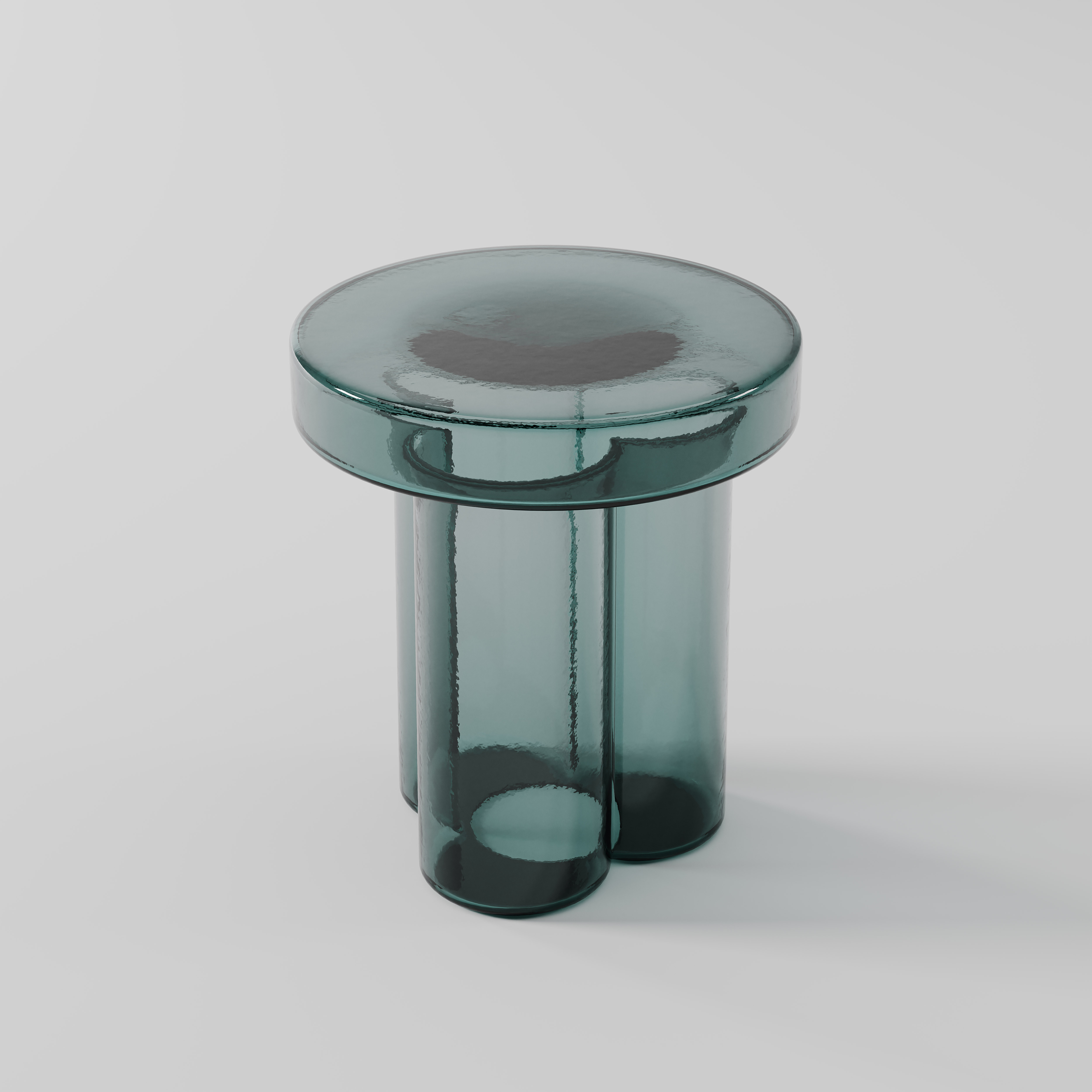 Transparent Green Glass Cylinder Side Table for Modern Apartment 1724