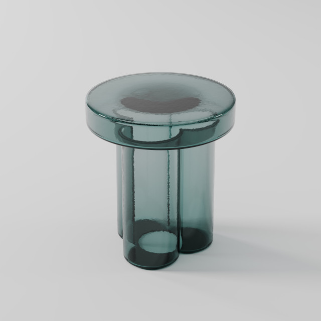 Transparent Green Glass Cylinder Side Table for Modern Apartment 1724