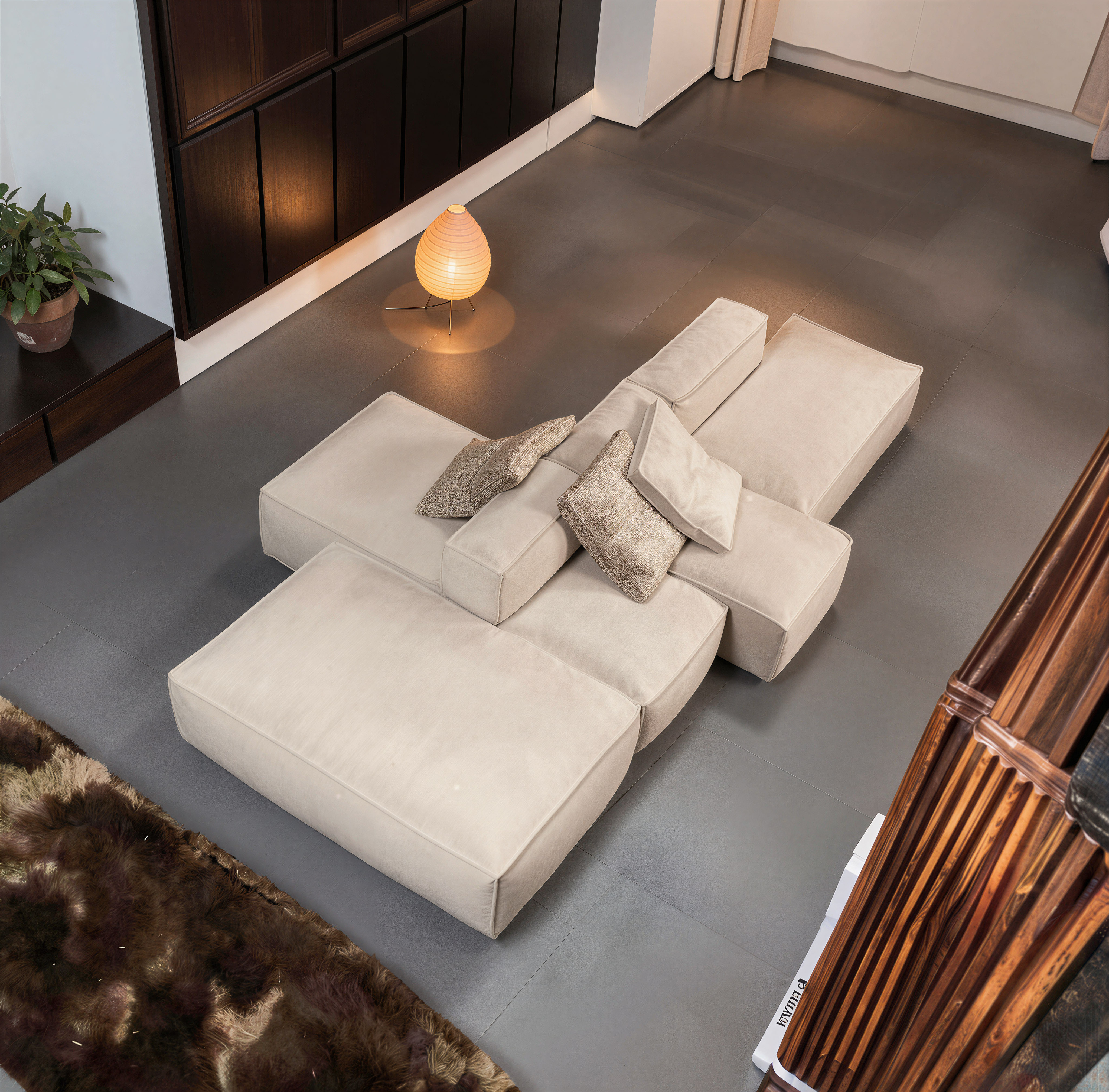 Dark Leather Modular Sectional Sofa for Commercial Lobby SF-1009