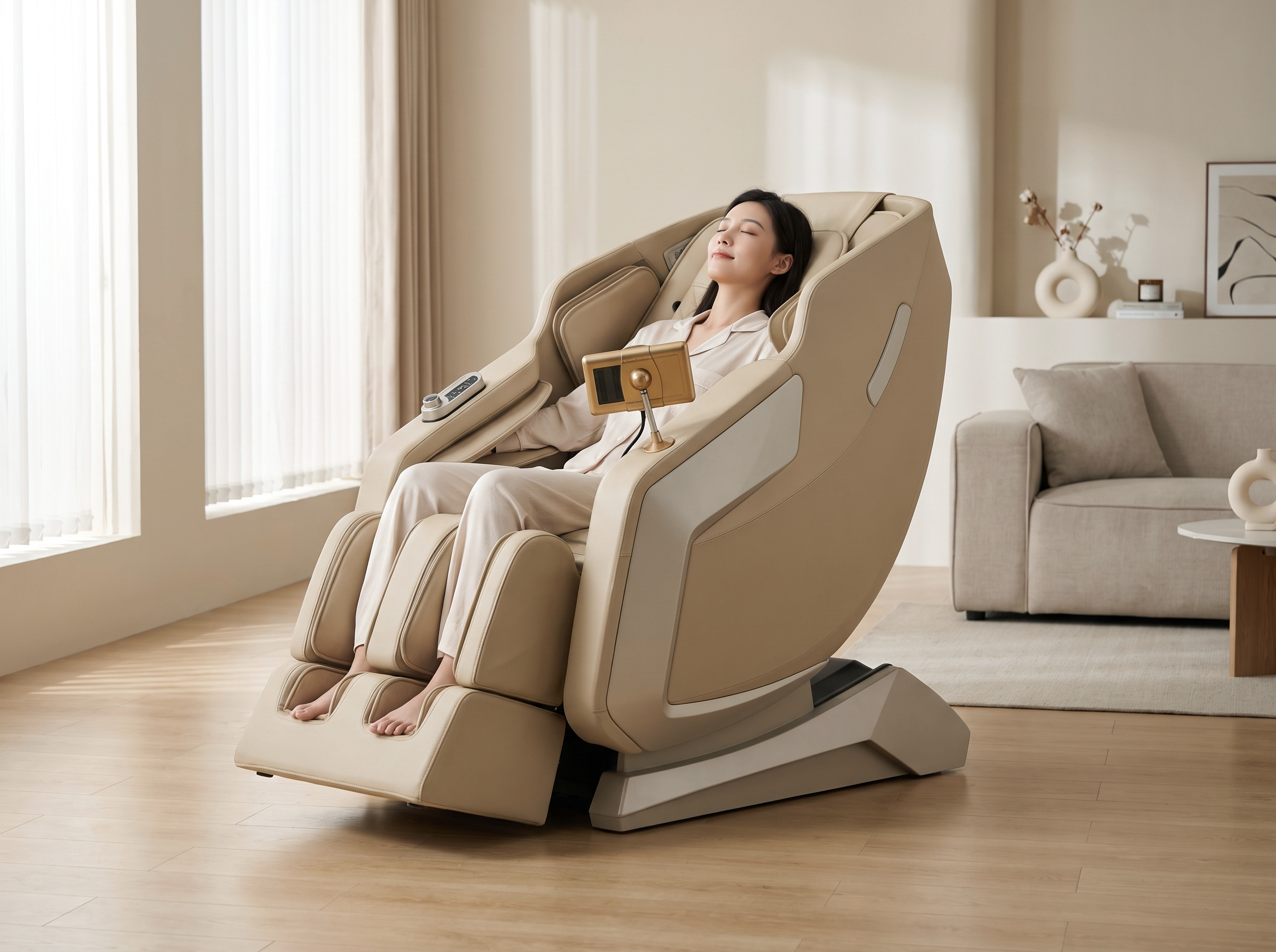 3D SL‑Track Zero Gravity Massage Chair, Full Body Electric Massage Recliner with Airbag Heating Foot Roller for Home Living Room H883
