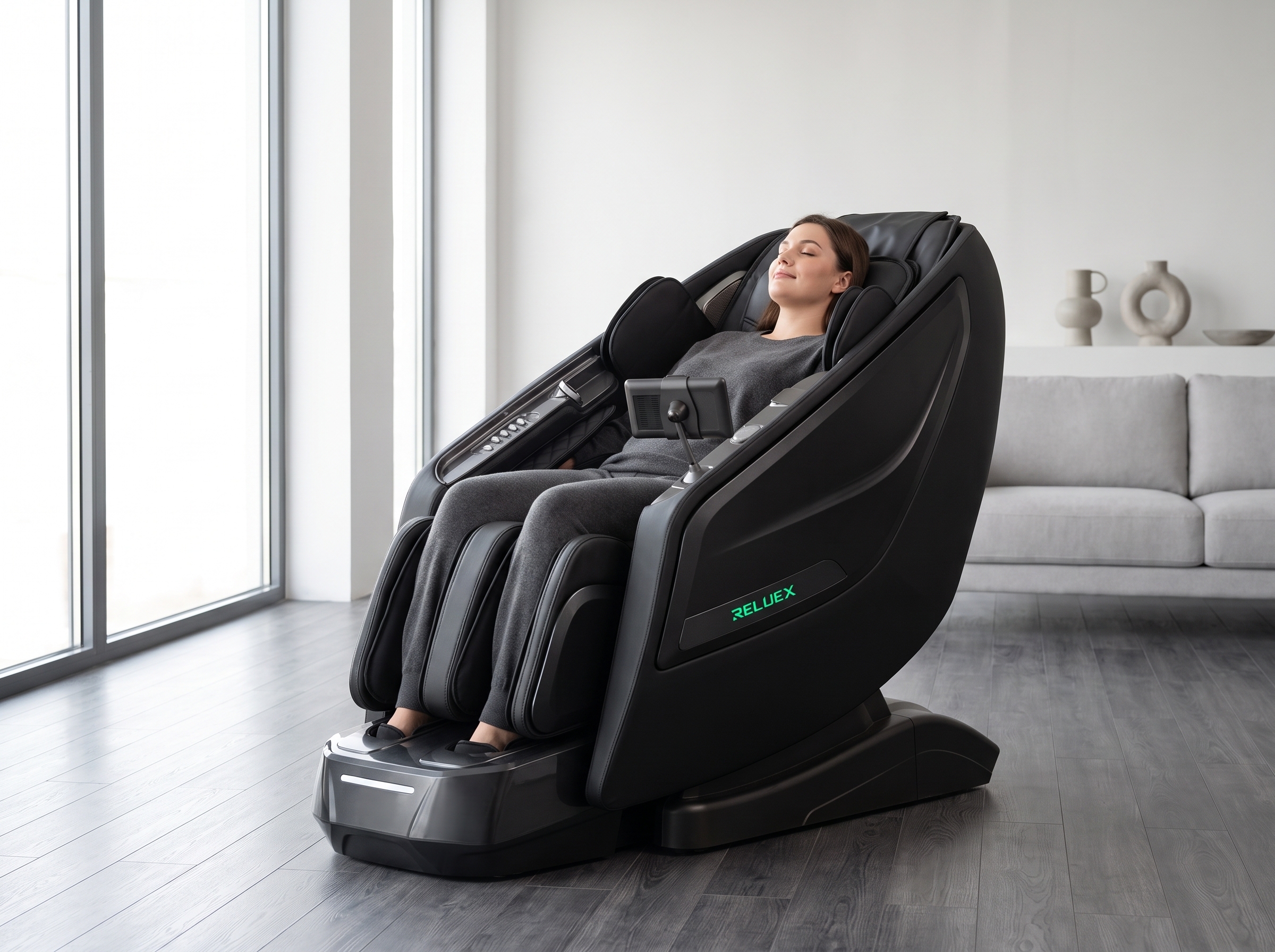 Zero Gravity Full Body Massage Chair, 3D SL‑Track Electric Massage Recliner with Heat Therapy Foot Reflexology for Home A100