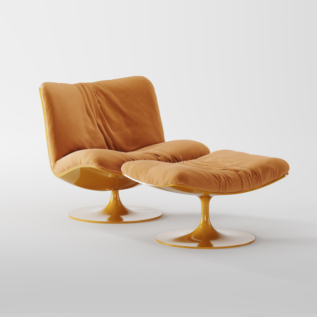Vintage Swivel Lounge Chair with Matching Ottoman for Apartment LC-1014