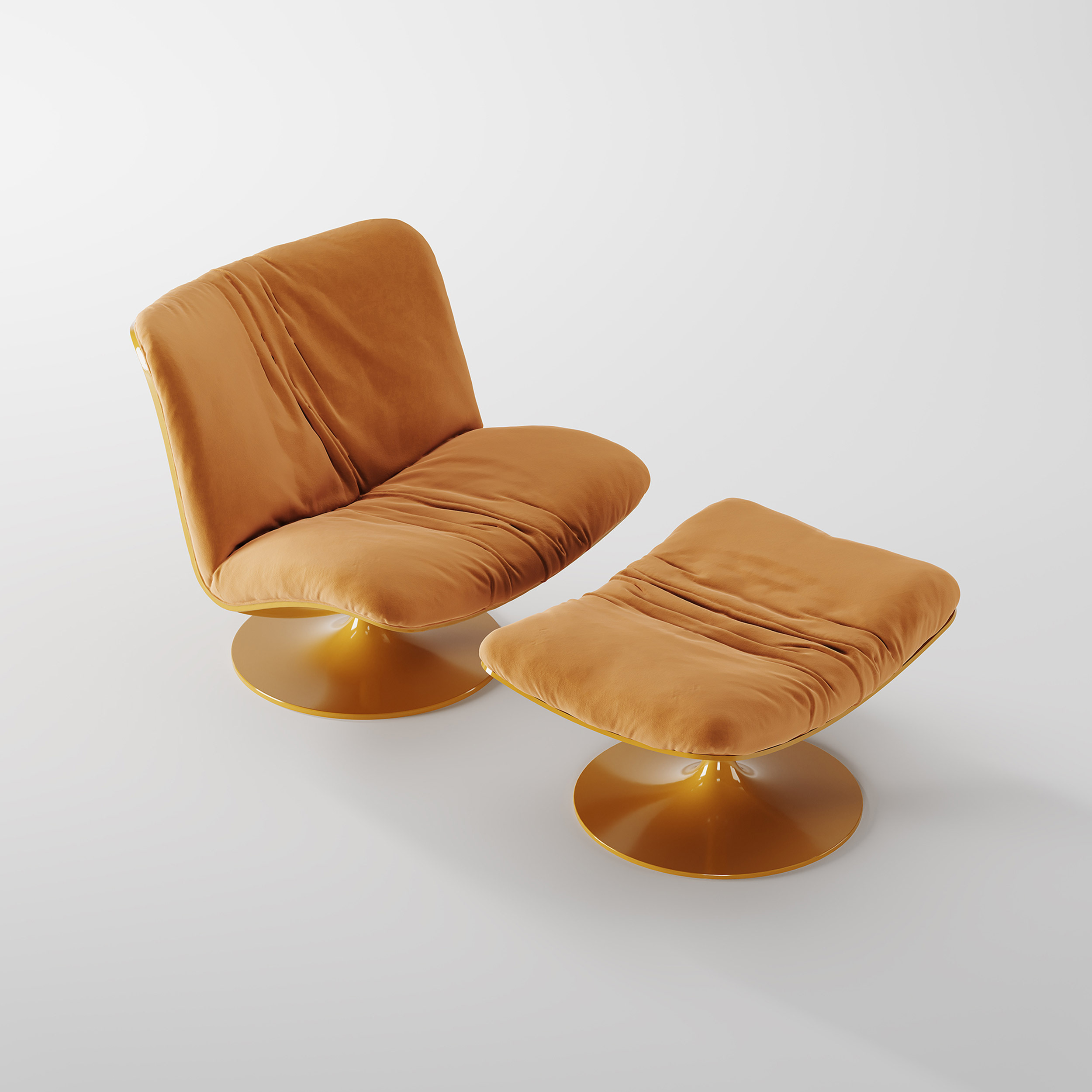 Vintage Swivel Lounge Chair with Matching Ottoman for Apartment LC-1014