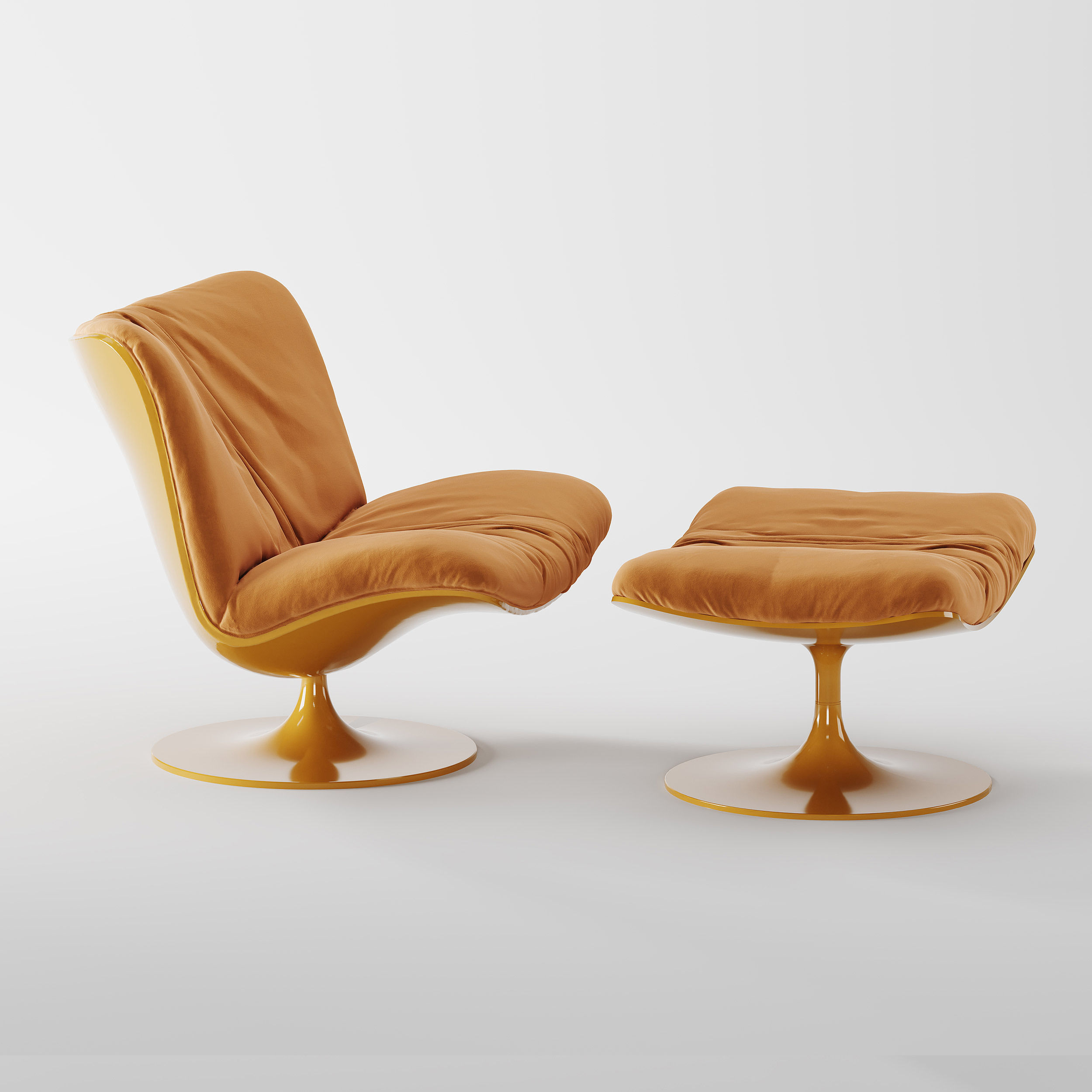 Vintage Swivel Lounge Chair with Matching Ottoman for Apartment LC-1014