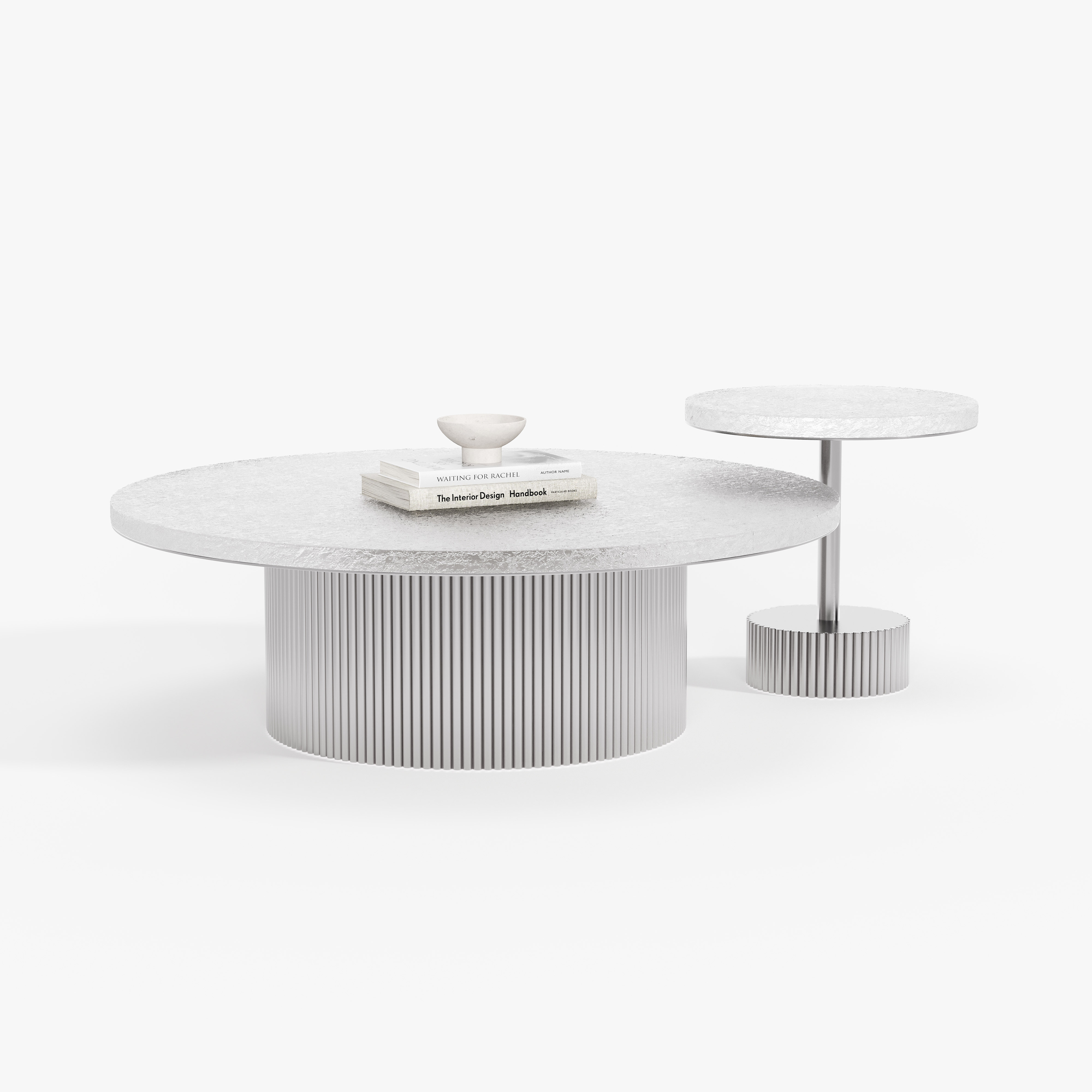 Nesting Round White Coffee Table Set, Multi-size Combination Center Table for Apartment Interior A006
